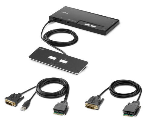 Belkin PP4.0 – KVM-Switch 2×1, DVI, modular, sicher, mit Fernbedienung
