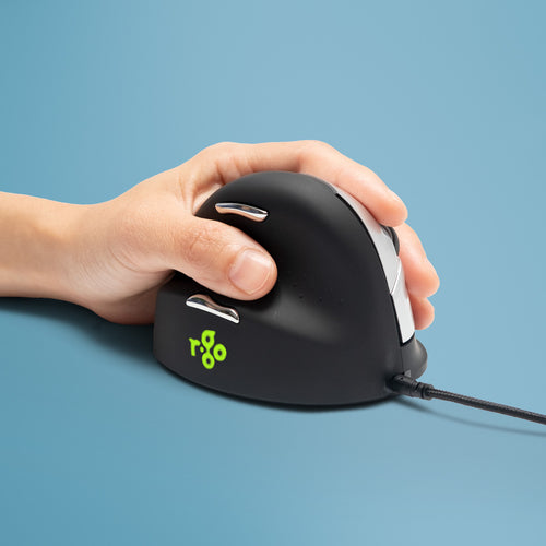 R-Go Tools Ergonomische Maus – kabelgebunden, für Linkshänder, für Handflächen 165–185 mm