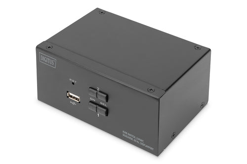 Digitus KVM-Switch, 2-Port, Dual Display, DisplayPort/USB 2.0, 4K (3840 × 2160), Audio