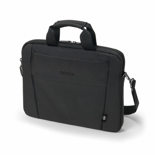 DICOTA ECO SLIM CASE BASE Notebook-Tasche bis 12,5" – Recyceltes Polyester, abnehmbarer Schultergurt – Schwarz