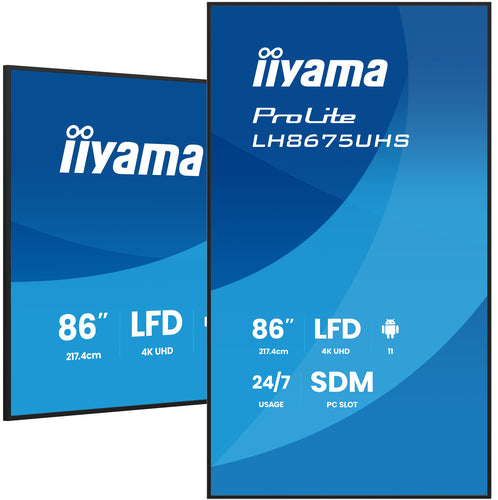 iiyama ProLite LH8675UHS-B2AG – Signage-Display, 85,6", Ultra HD 4K, 500 cd/m²