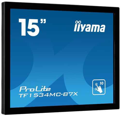 iiyama TF1534MC-B7X – Monitor, 15", 1024 × 768 (XGA), TN, Touch, 60 Hz, 370 cd/m², VESA 100 × 100, Schwarz