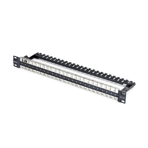StarTech.com Keystone Patchpanel – 48× RJ-45, Cat6a/Cat8, 1U (19"), Stahl, Schwarz