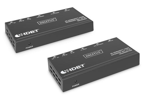 Digitus HDBaseT-Extender-Set – 4K UHD, 70 m, HDMI, RS-232 – Schwarz, Metall, 2er-Set