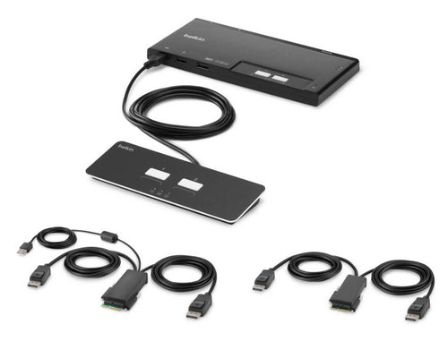 Belkin PP4.0 – KVM-Switch 2×1, Dual-Head DP, modular, sicher, Fernbedienung