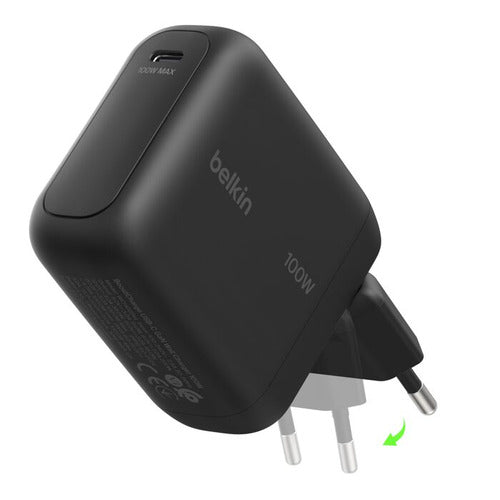 Belkin BOOSTCHARGE USB-Wandladegerät 100 W – USB-C×1 – GaN, einklappbarer Stecker – schwarz