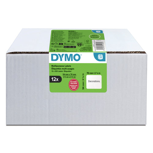 DYMO Etiketten (Rolle) 54 × 70 mm – weiss – 320 Etiketten/Rolle, 12 Rollen/Pack – für LabelWriter