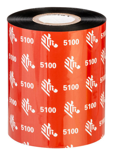 Zebra Thermotransferband – Harz (5100), 60 mm × 450 m, Kern 25 mm, Schwarz, 6er-Pack