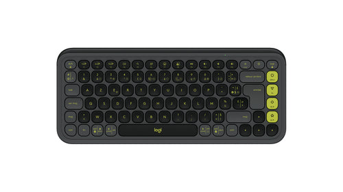 Logitech POP Icon Keys – Mini Tastatur – Schere – Bluetooth – AZERTY (FR) – Ohne Ziffernblock – Graphit/Grün