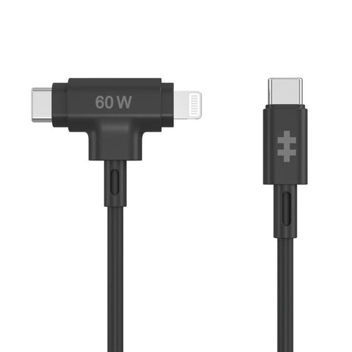 Hyper Multi-Kabel – 2-in-1 USB-C auf USB-C/Lightning 1,5 m, PD 60 W, Silikon – für iPhone/Android
