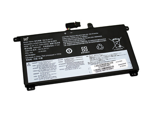 BTI Notebook-Akku – für ThinkPad T570/T580/P51S – 84 Wh, 11,55 V (6 Zellen) – Schwarz