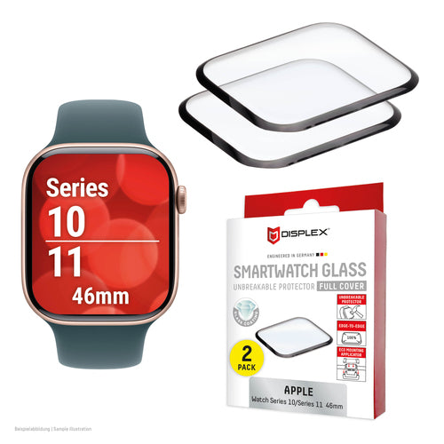 Displex Displayschutz für Apple Watch 46 mm – Gehärtetes Glas, Transparent, Anti-Fingerprint