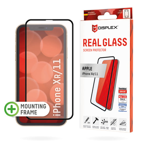 Displex Displayschutz (Panzerglas), Full Cover – für iPhone XR/iPhone 11 – mit Applikator