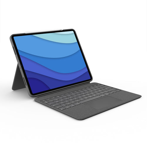 Logitech Combo Touch – Tastatur, ES-Layout (ES), mit Touchpad, Grau – für iPad Pro 12,9" (5. Generation)