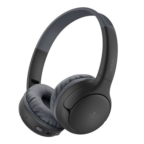 Belkin Soundform Mini 2 Kinderkopfhörer – On-Ear, 3,5 mm Kabel + BT, 85 dB Limit, Schwarz