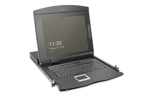 Digitus 19" Rack-LCD-Konsole – 16-Port VGA KVM, 1920 × 1080, DE QWERTZ, USB 2.0, Touchpad – 1U
