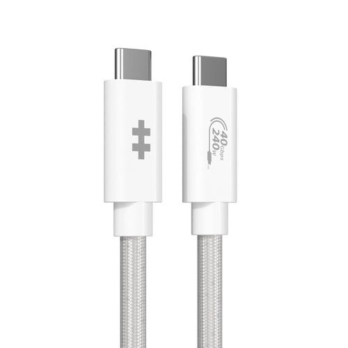 HYPER USB-C auf USB-C Kabel – USB4 40 Gbit/s – 1,2 m – PD 240 W – Geflochten – Weiss