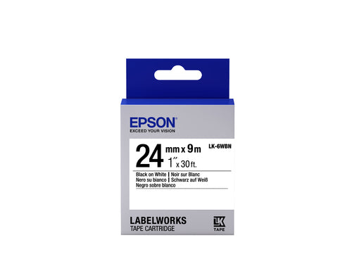 Epson Textilband – 24 mm × 9 m, weiss, schwarz, STD – LK-6WBN