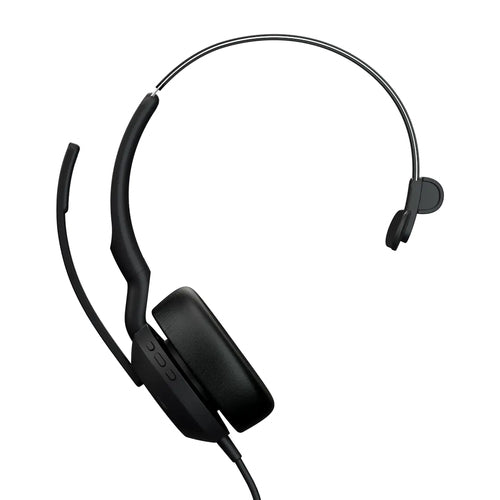 Jabra Evolve2 50 Office-Headset (Mono) – On-Ear, Kabel + BT, ANC, MS Teams zertifiziert, Schwarz, BT 5.2