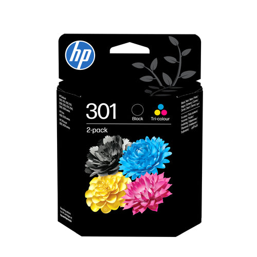 HP 301 Tintenpatronen-Multipack, Schwarz/Dreifarbig (Original) – für DeskJet 2540 – N9J72AE