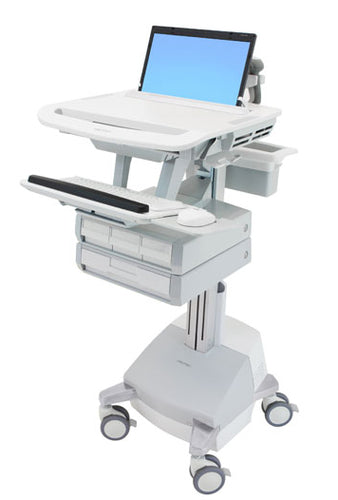 Ergotron StyleView SV44-1141-C – Laptop-Computerwagen, 4 Schubladen, mit SLA-Akku, Grau/Weiss, Aluminium