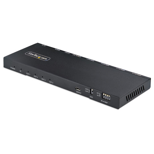 StarTech.com HDMI Splitter, 1×4, 4K@60 Hz, HDMI 2.0b, 5 m, Skalierer, 3,5 mm/Optisch, Schwarz