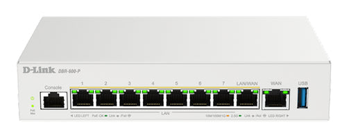 D-Link DBR-600-P – VPN-Router – 7×2,5G LAN, 1×2,5G WAN/LAN, 8×PoE+ 123 W, Dual-WAN, IPSec/PPTP/L2TP/WireGuard