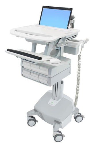 Ergotron StyleView SV44-1162 – Laptop-Computerwagen, 6 Schubladen, mit LiFe-Akku, Grau/Weiss