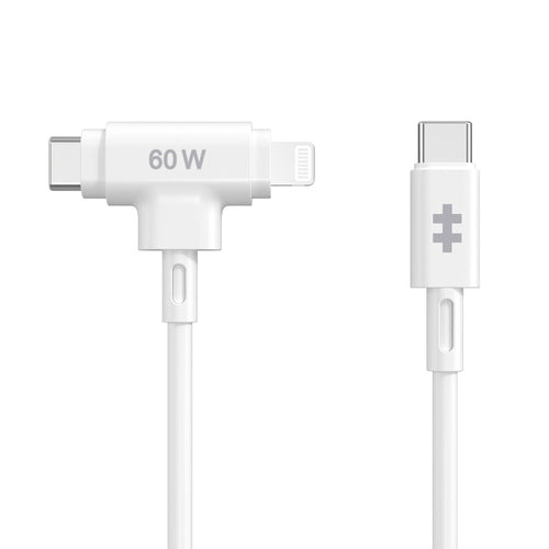 HYPER Multi-Kabel – 2-in-1 USB-C auf USB-C/Lightning 1,5 m, PD 60 W, Silikon – für iPhone/Android