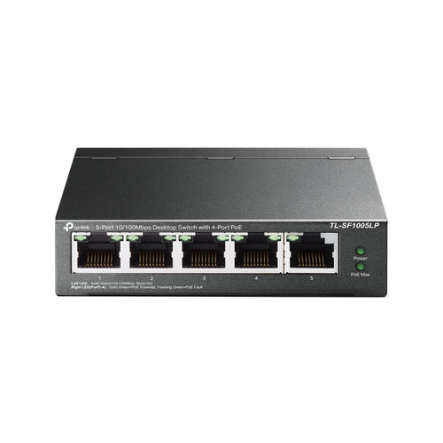 TP-Link TL-SF1005LP – Switch – 5×10/100 Mbps, 4×PoE 41 W, Schwarz