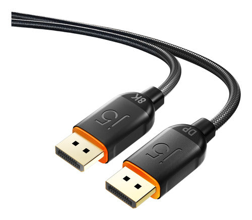 j5create DisplayPort Kabel DP 1.4 8K 60 Hz – 2 m – geflochten – Schwarz/Orange