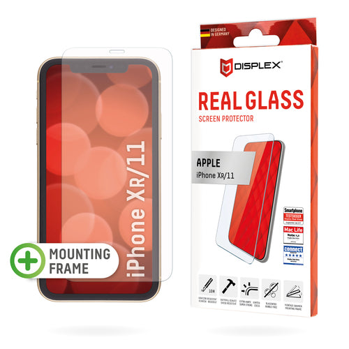 Displex Displayschutz (Panzerglas), Hüllenfreundlich – für iPhone XR/ iPhone 11 – mit Applikator