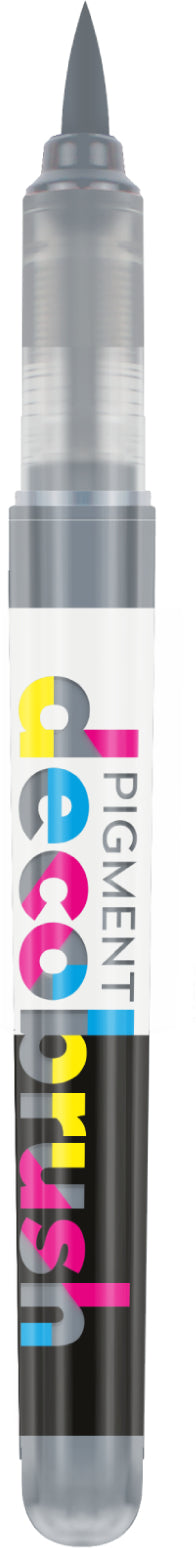 Karin PigmentDecoBrush Acrylmarker – Pinselspitze – Neutralgrau, 4er-Set – für Glas, Metall und Kunststoff