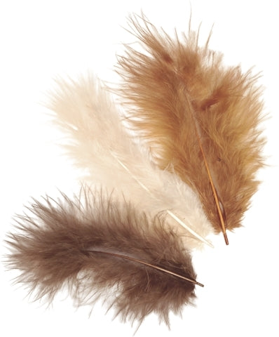 KNORR prandell Marabufedern, Puten- und Gänsefedern, Eingefärbt, Braun, 13 cm × 7 cm, 2 mm, 15 Stk.