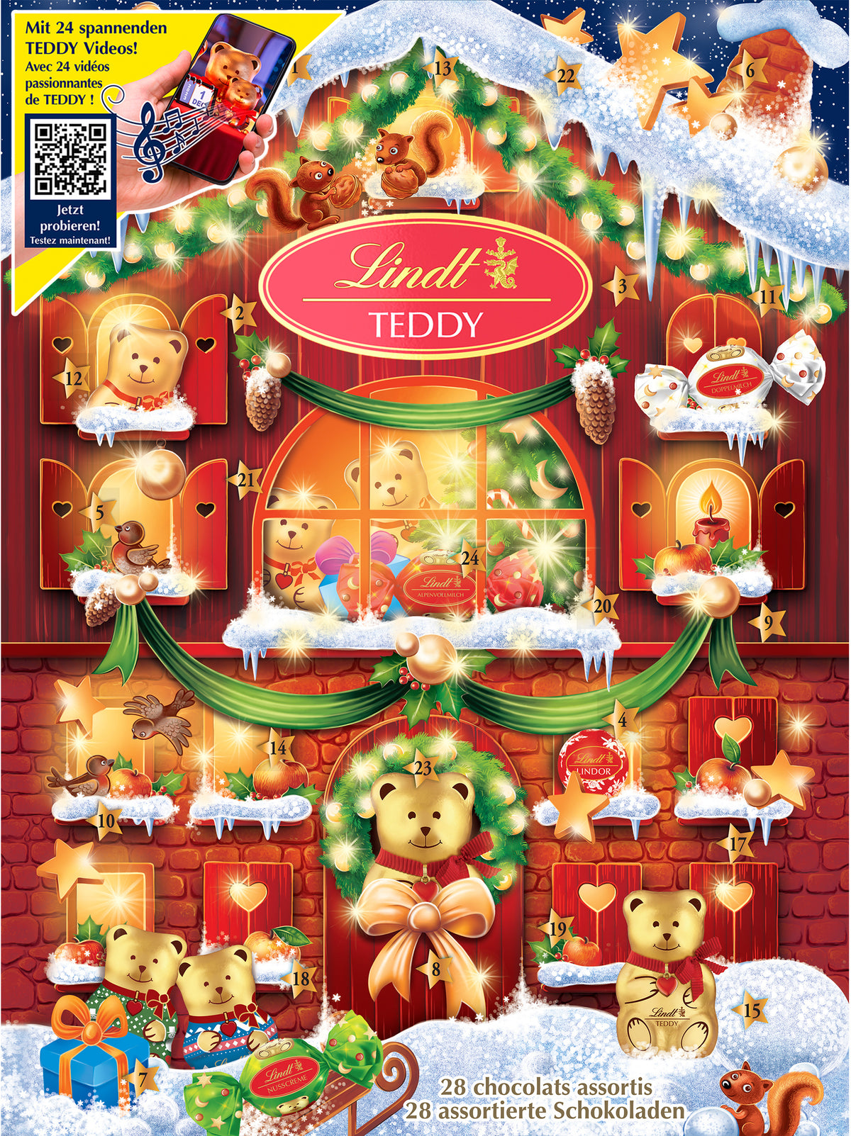 Lindt TEDDY Adventskalender – Milchschokolade – 170 g