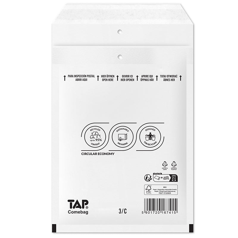 Tap Luftpolstertasche – 170 × 225 mm, weiss – 100 Stück