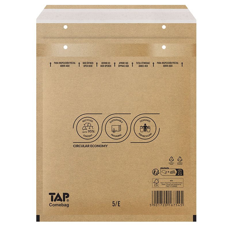 Tap Luftpolstertasche – 240 × 275 mm, braun, Schmalseite offen, Klappe 50 mm – 100 Stück