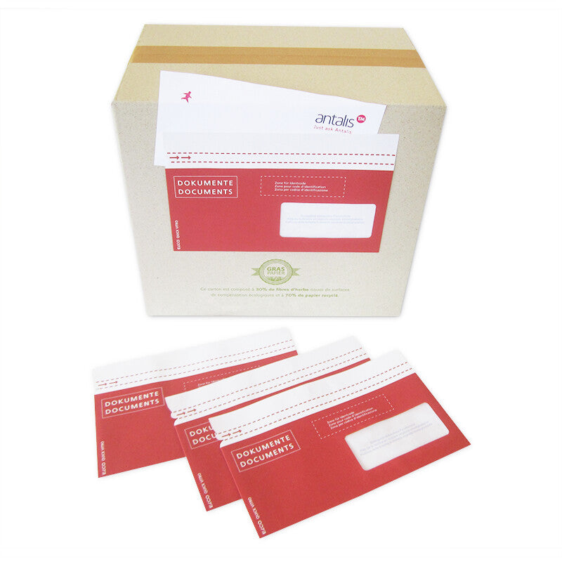 Elco quickvitropaper ELCO Dokumententasche – C6/5 (229 × 114 mm), Fenster, Rot, Papier, FSC-zertifiziert – 250 Stück