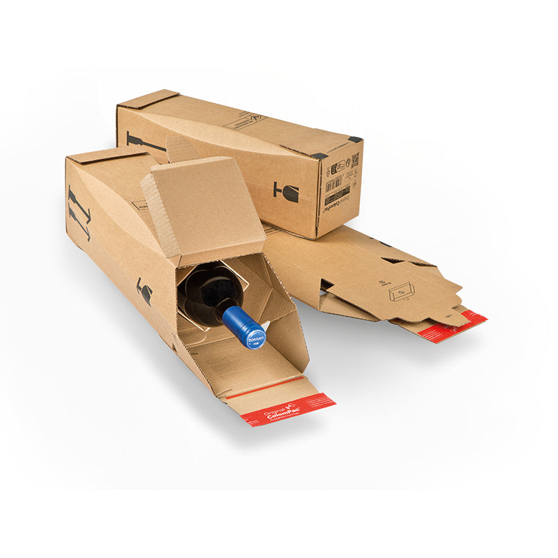Colompac Flaschenversandkarton, braun – 305 × 74 × 74 mm – 10 Stk.