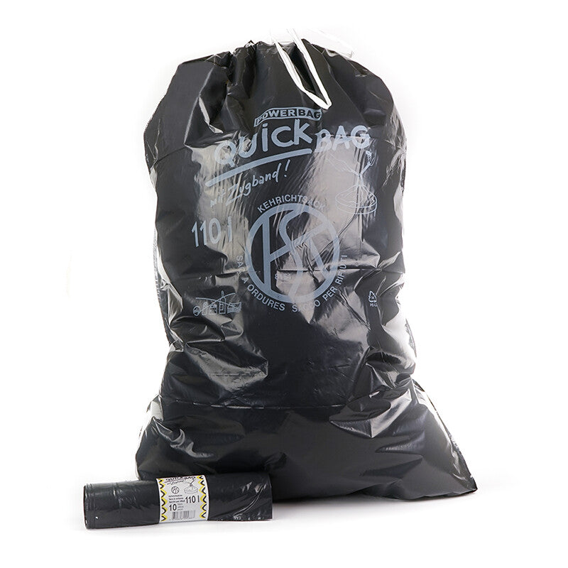 Kehrichtsäcke Abfallsack – 560 × 600 mm, 40 µm, LDPE, schwarz, Schmalseite offen – 1080 Rollen