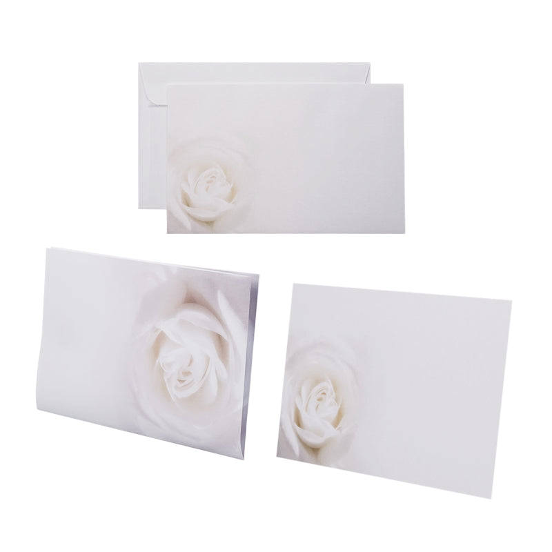 Trauerkarte n – 180 × 115 mm, Papier 200 g/m², matt, Weisse Rose – 1'000 Stk
