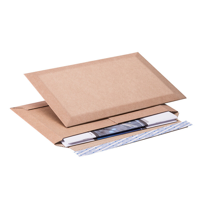 Brimail Karton-Versandtasche – 176 × 250 mm, Öffnung Langseite, Wellkarton, Braun, Selbstklebend – 100 Stück