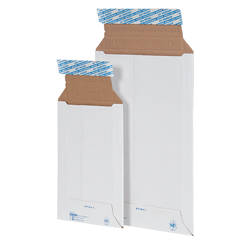 Brimail Karton-Versandtasche – 176 × 246 mm, Schmalseite offen, Wellkarton, Weiss, Selbstklebend – 100 Stück