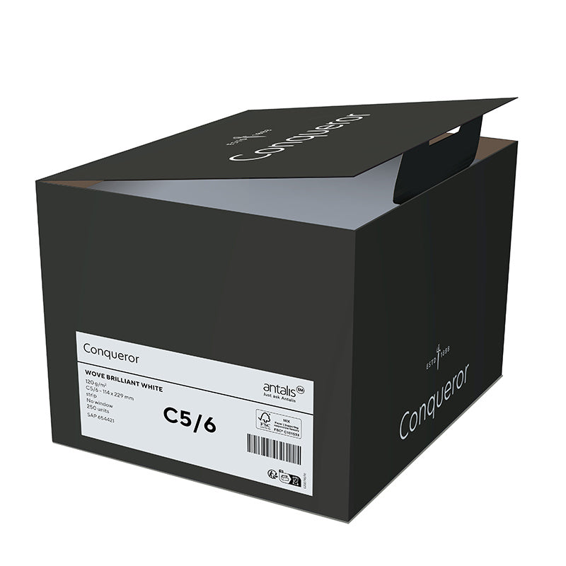 Conqueror Couvert C5, ohne Fenster, hochweiss, 120 g/m², ungerippt, Conqueror Wove – 250 Stk.