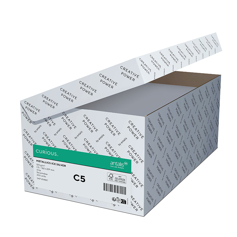 Curious Couvert C5, ohne Fenster, weiss, metallic – 50 Stk.