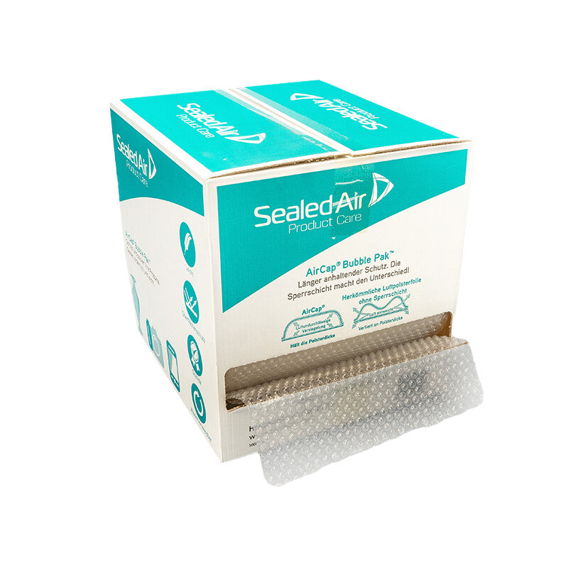 Aircap Sperrschicht-Luftpolsterfolie – 1200 mm × 100 m – 2-lagig, Noppen – PVC, transparent – 1 Rolle
