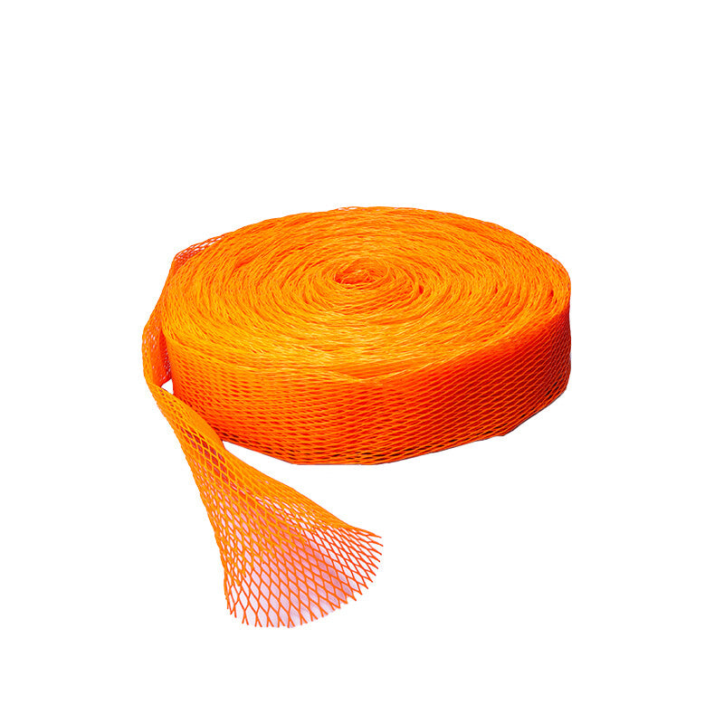 Verpackungsnetz Typ 145 – 75 mm × 50 m – Durchmesserbereich 75–150 mm – LD-PE, orange – 1 Rolle