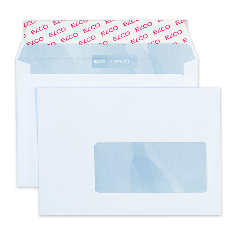 Elco Couvert C6, Fenster rechts, hochweiss, 100 g/m², mit Innendruck – 500 Stk.