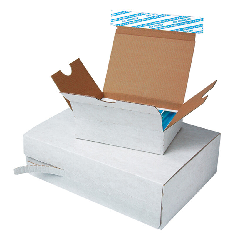 Klappschachtel Weiss mit Automatikboden – 305 × 215 × 50 mm – 25 Stk.