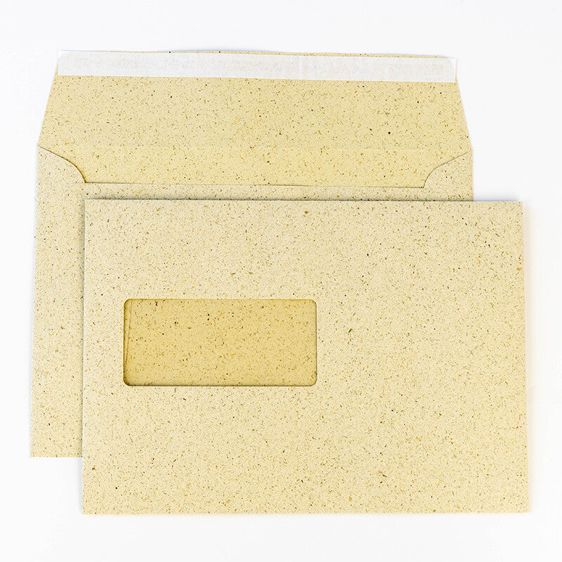 Graspapier Couvert C5 (229 × 162 mm), mit Fenster, Natur, 120 g/m² – 500 Stk.